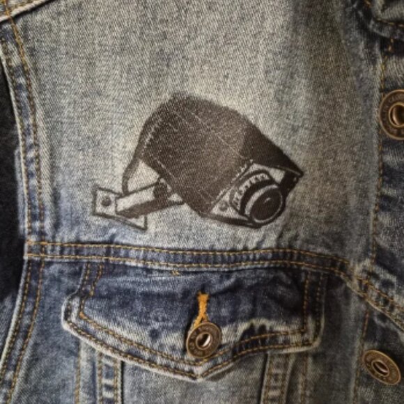 Brooklyn Cloth No Cap Retro 90s Graphics Denim Jeans Jacket Men's Sz M - Picture 5 of 10